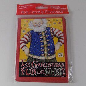 Mary Engelbreit Blank Note Cards & Envelopes Set of 8 NEW Christmas Fun